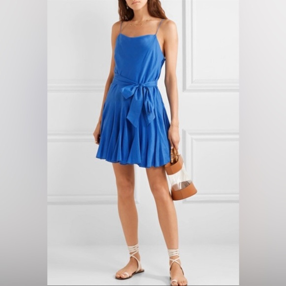 Alice + Olivia Weber Cowl Neck Mini Dress in Blue